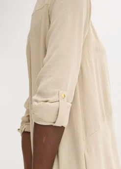 Vestido camisero con encaje en escalera