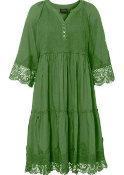 Vestido camisero con encaje