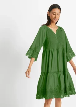 Vestido camisero con encaje