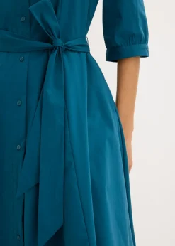 Vestido camisero con encaje y cordón