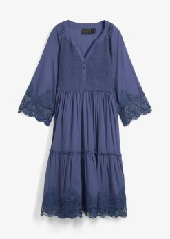 Vestido camisero con encaje