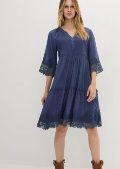 Vestido camisero con encaje