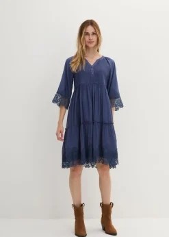 Vestido camisero con encaje