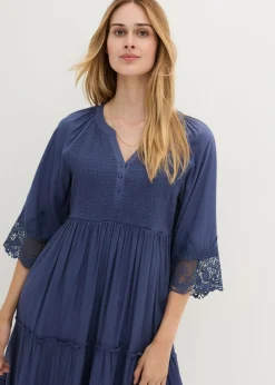 Vestido camisero con encaje