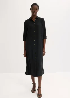 Vestido camisero con encaje en escalera