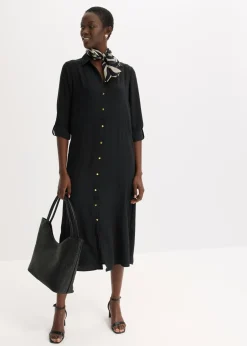 Vestido camisero con encaje en escalera