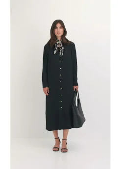 Vestido camisero con encaje en escalera
