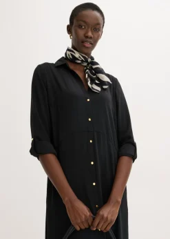 Vestido camisero con encaje en escalera