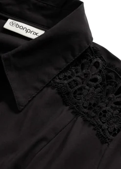 Vestido camisero con encaje y cordón