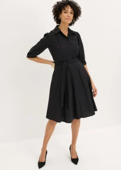 Vestido camisero con encaje y cordón
