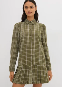 Vestido camisero con estampado de cuadros