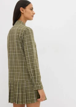 Vestido camisero con estampado de cuadros