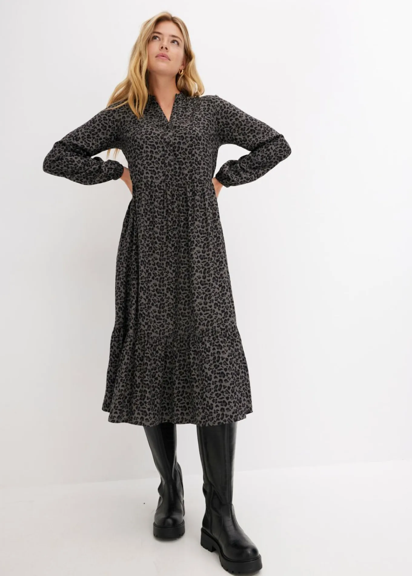 Vestido camisero con estampado de leopardo