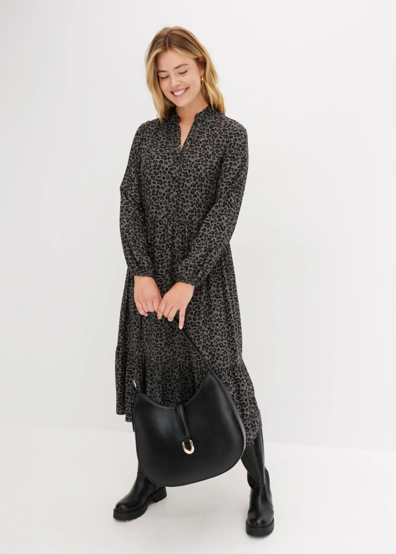 Vestido camisero con estampado de leopardo