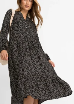 Vestido camisero con estampado de leopardo