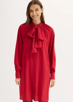Vestido camisero con lazo en el cuello