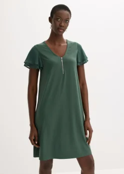 Vestido camisero con mangas de gasa