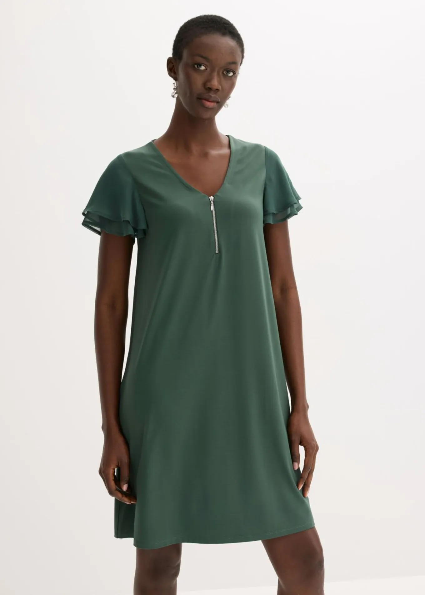 Vestido camisero con mangas de gasa