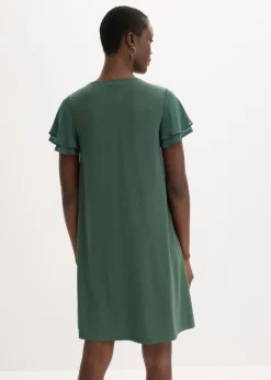 Vestido camisero con mangas de gasa