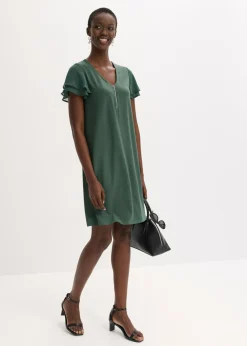 Vestido camisero con mangas de gasa