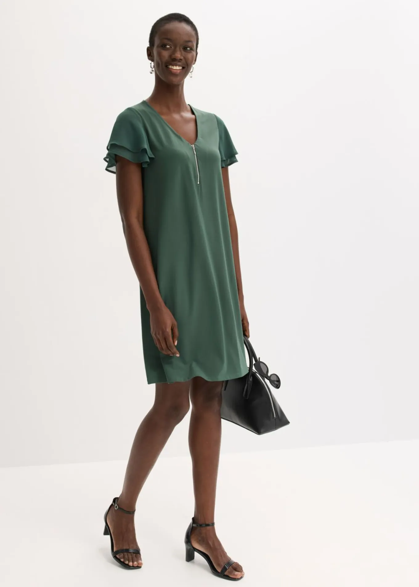 Vestido camisero con mangas de gasa