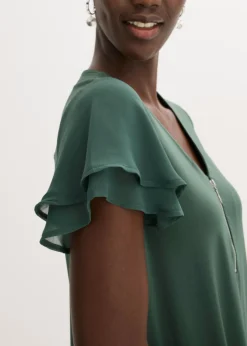 Vestido camisero con mangas de gasa