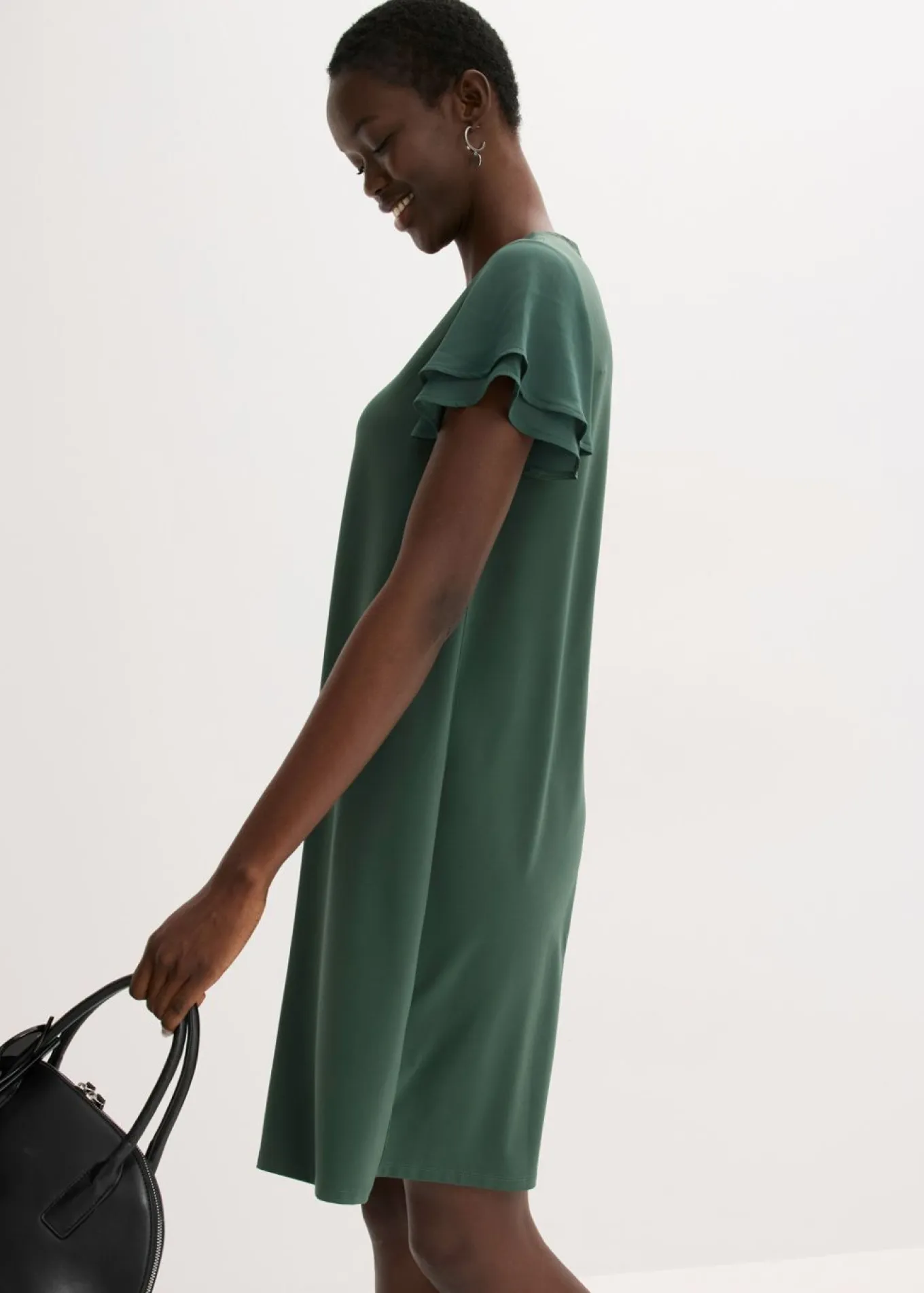 Vestido camisero con mangas de gasa