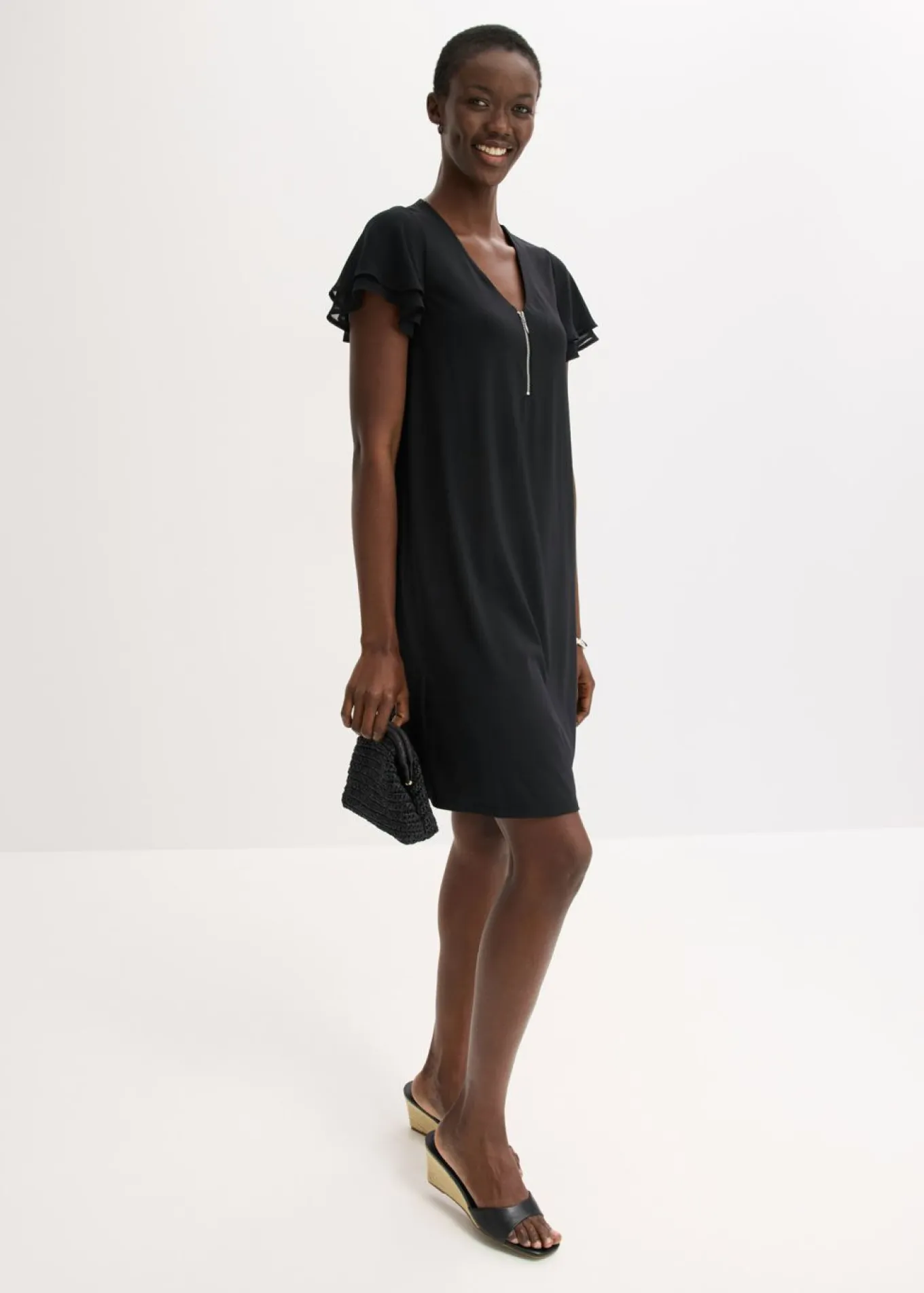 Vestido camisero con mangas de gasa