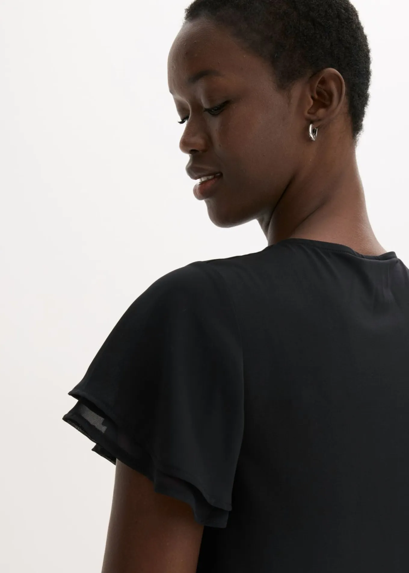Vestido camisero con mangas de gasa