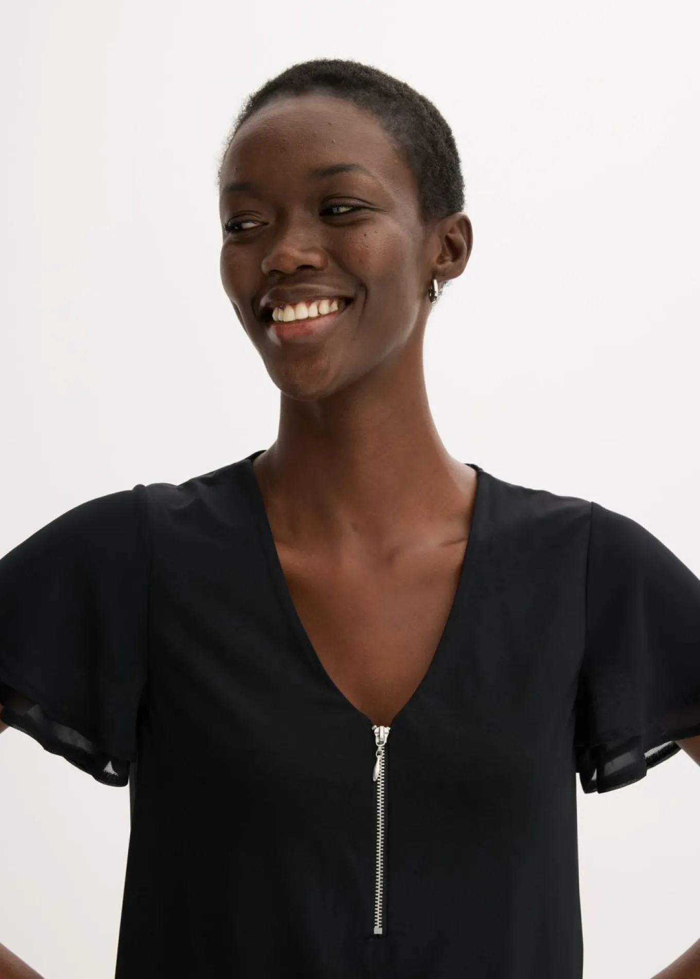 Vestido camisero con mangas de gasa