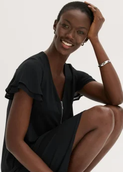 Vestido camisero con mangas de gasa