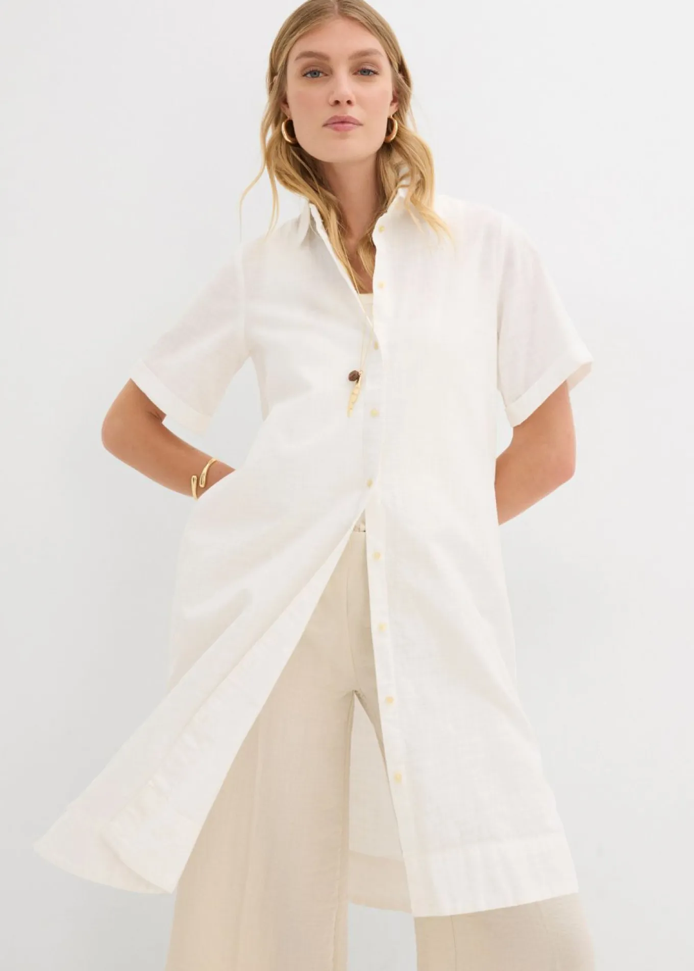 Vestido camisero de algodón puro