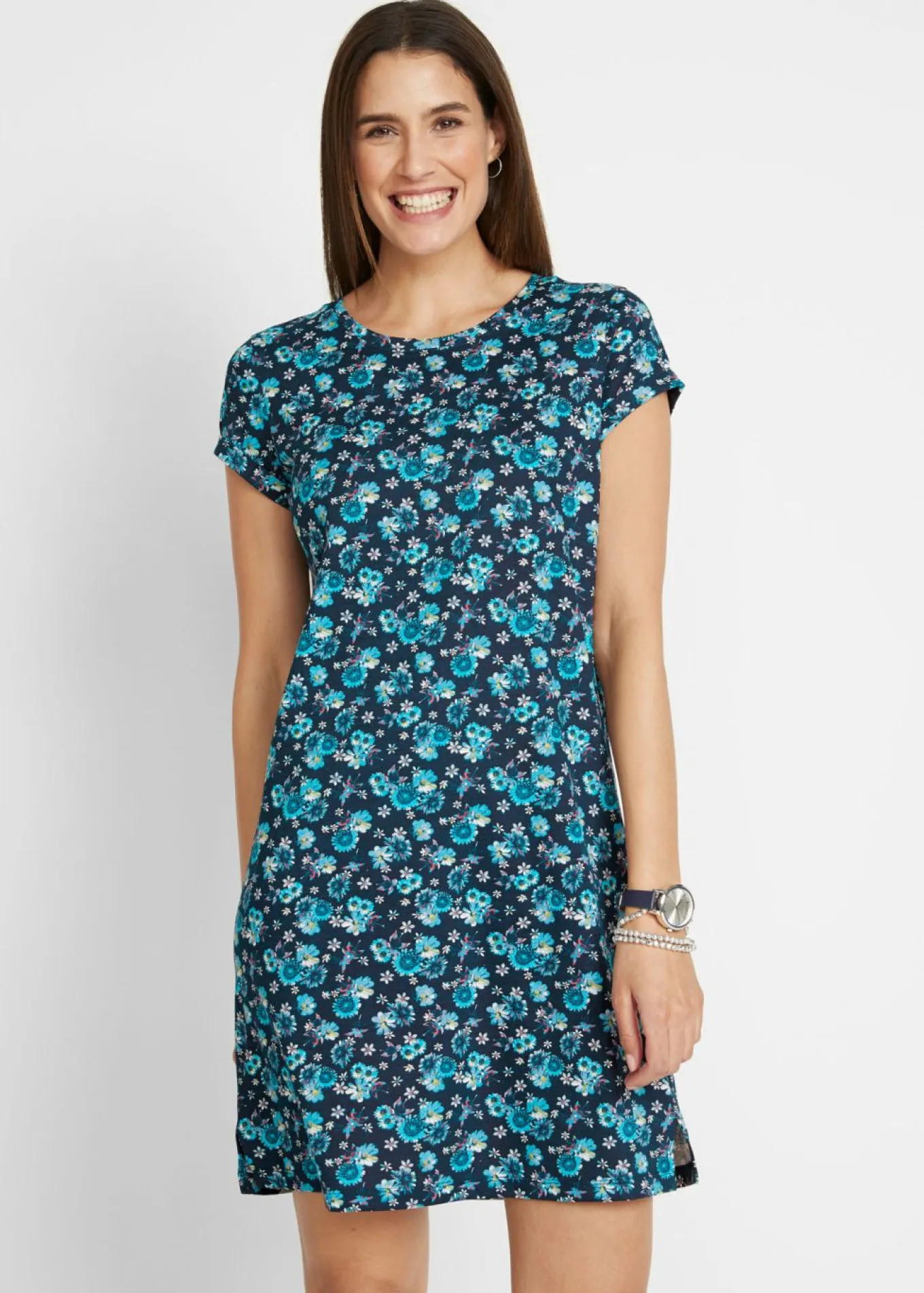 Vestido camisero de algodón puro con aberturas laterales (2 unidades)