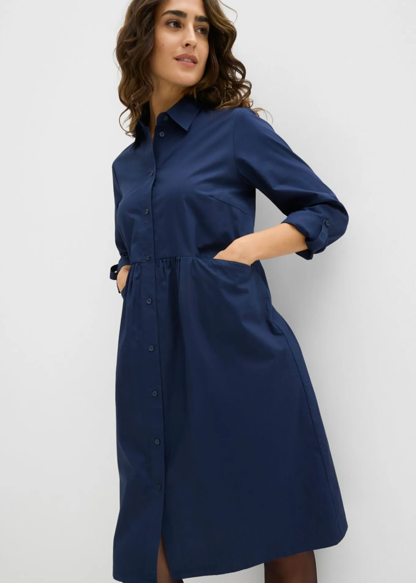 Vestido camisero de algodón puro
