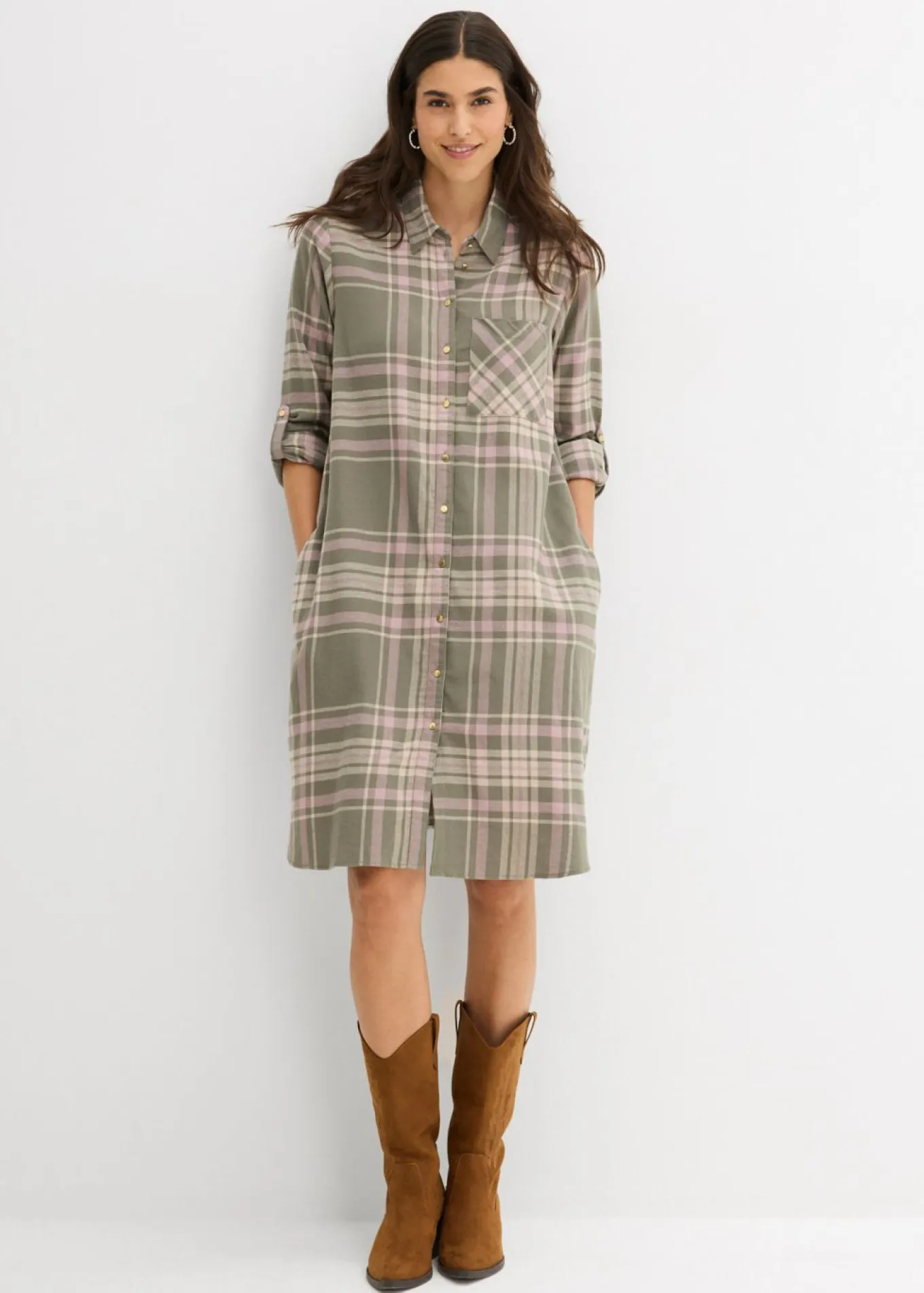 Vestido camisero de algodón puro