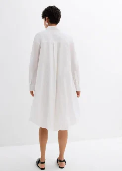 Vestido camisero de algodón puro con dobladillo abullonado