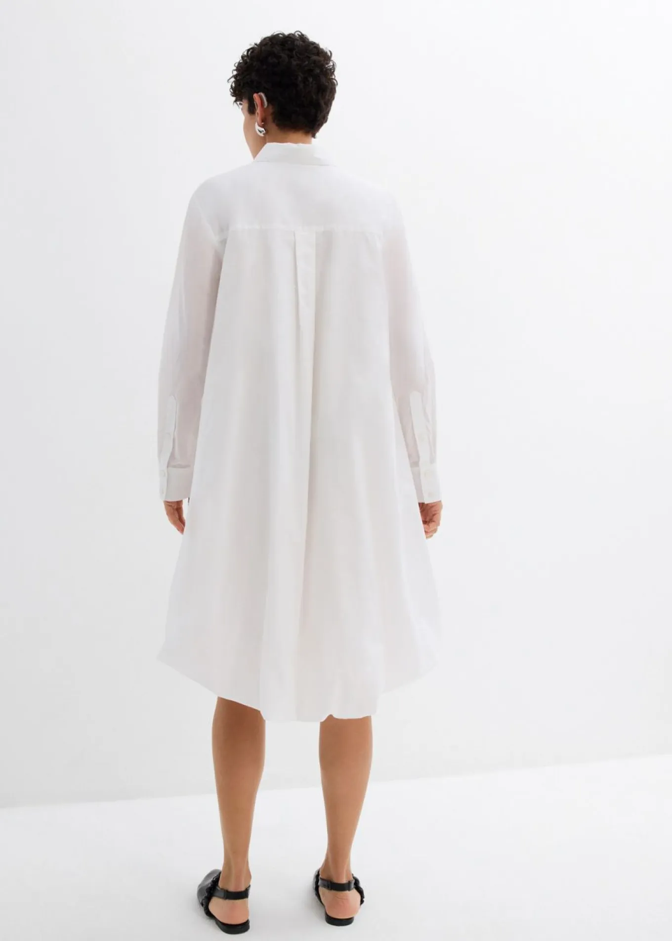 Vestido camisero de algodón puro con dobladillo abullonado