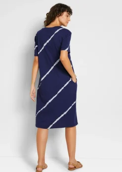Vestido camisero de algodón orgánico hasta la rodilla con bolsillos y línea en A