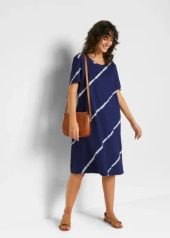 Vestido camisero de algodón orgánico hasta la rodilla con bolsillos y línea en A