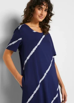 Vestido camisero de algodón orgánico hasta la rodilla con bolsillos y línea en A