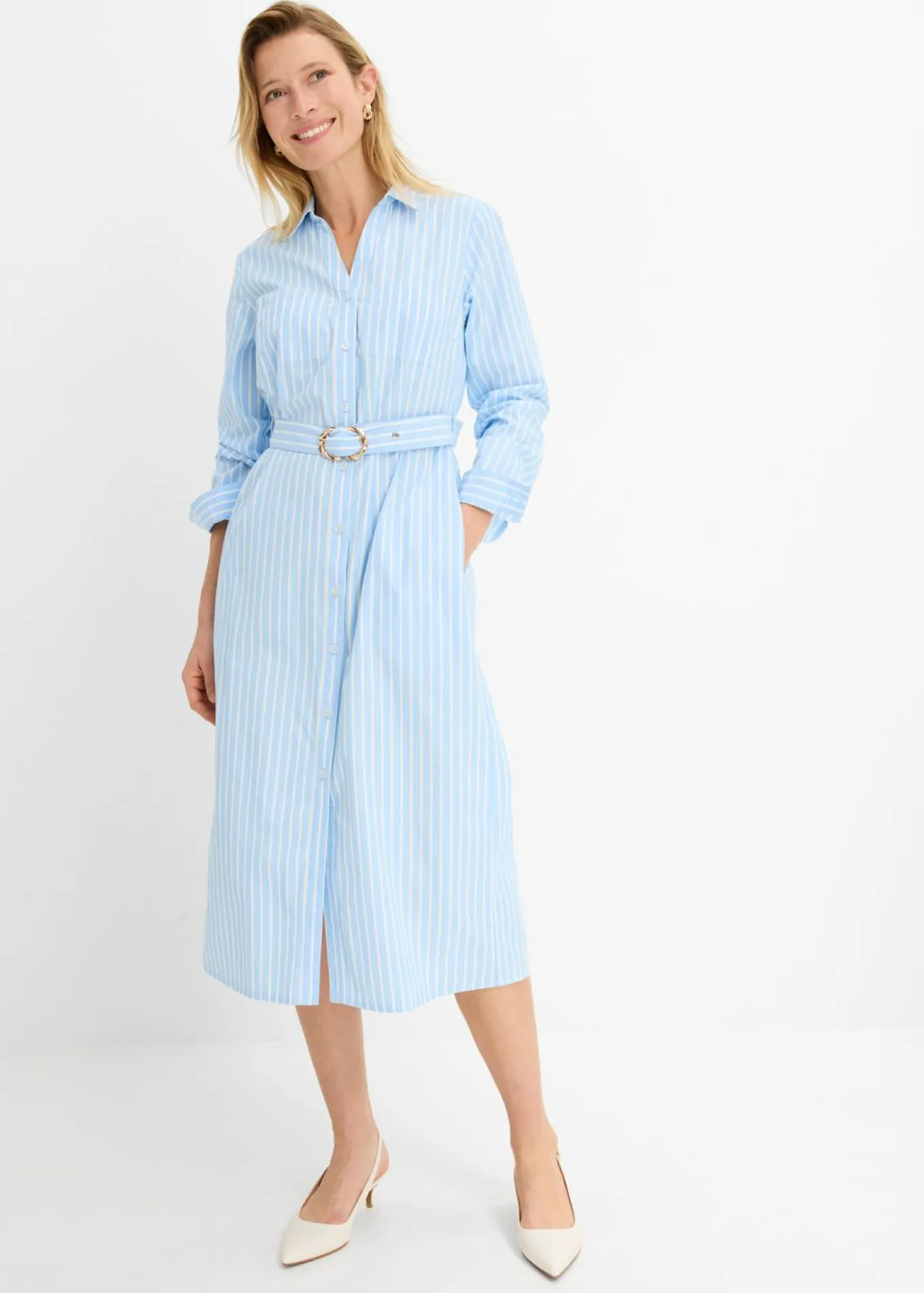 Vestido camisero de algodón puro