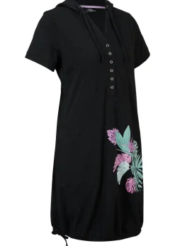 Vestido camisero de algodón, manga corta