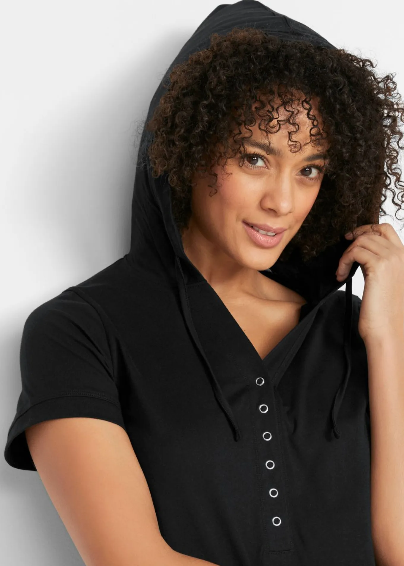 Vestido camisero de algodón, manga corta