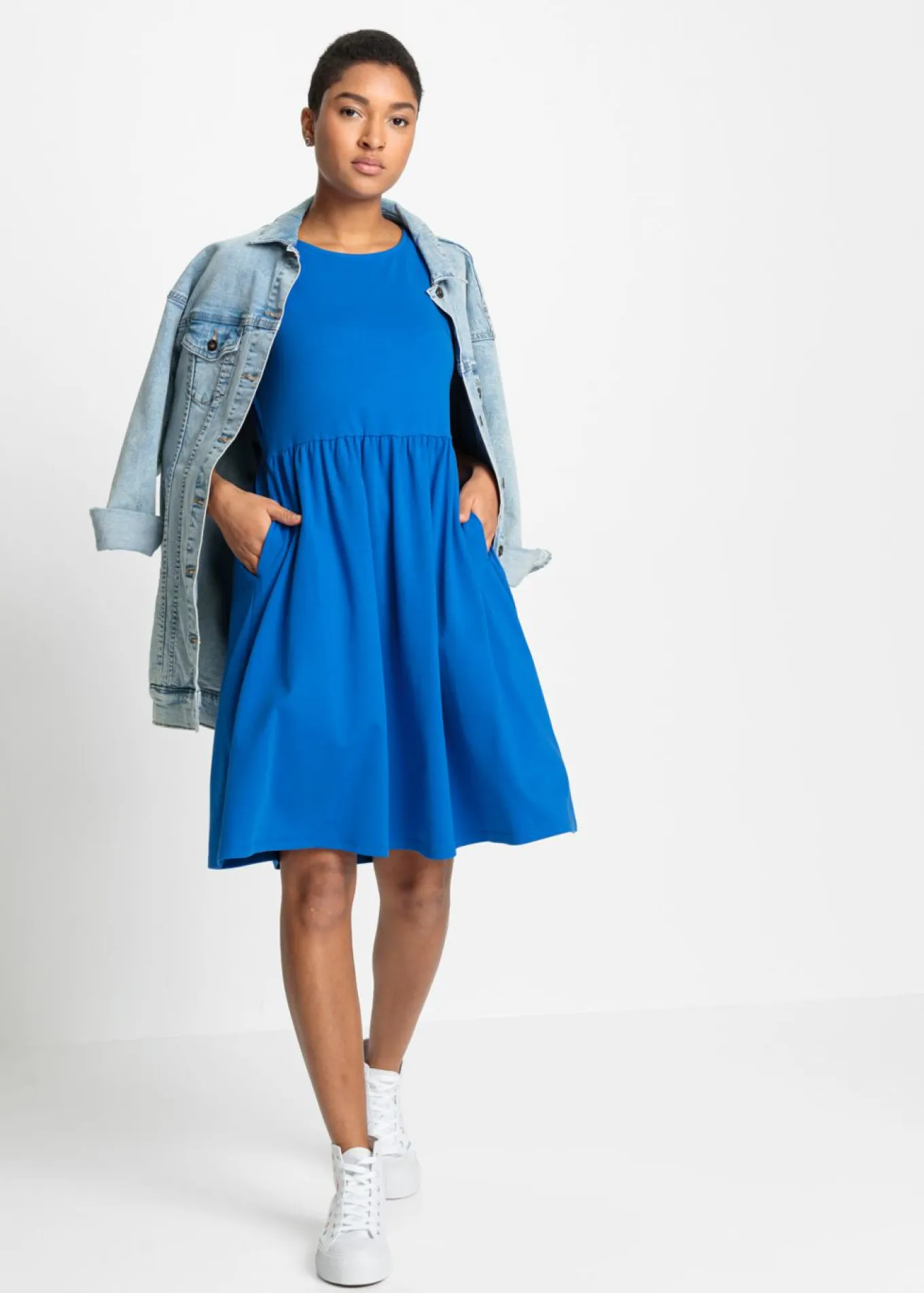 Vestido camisero de algodón puro con bolsillos