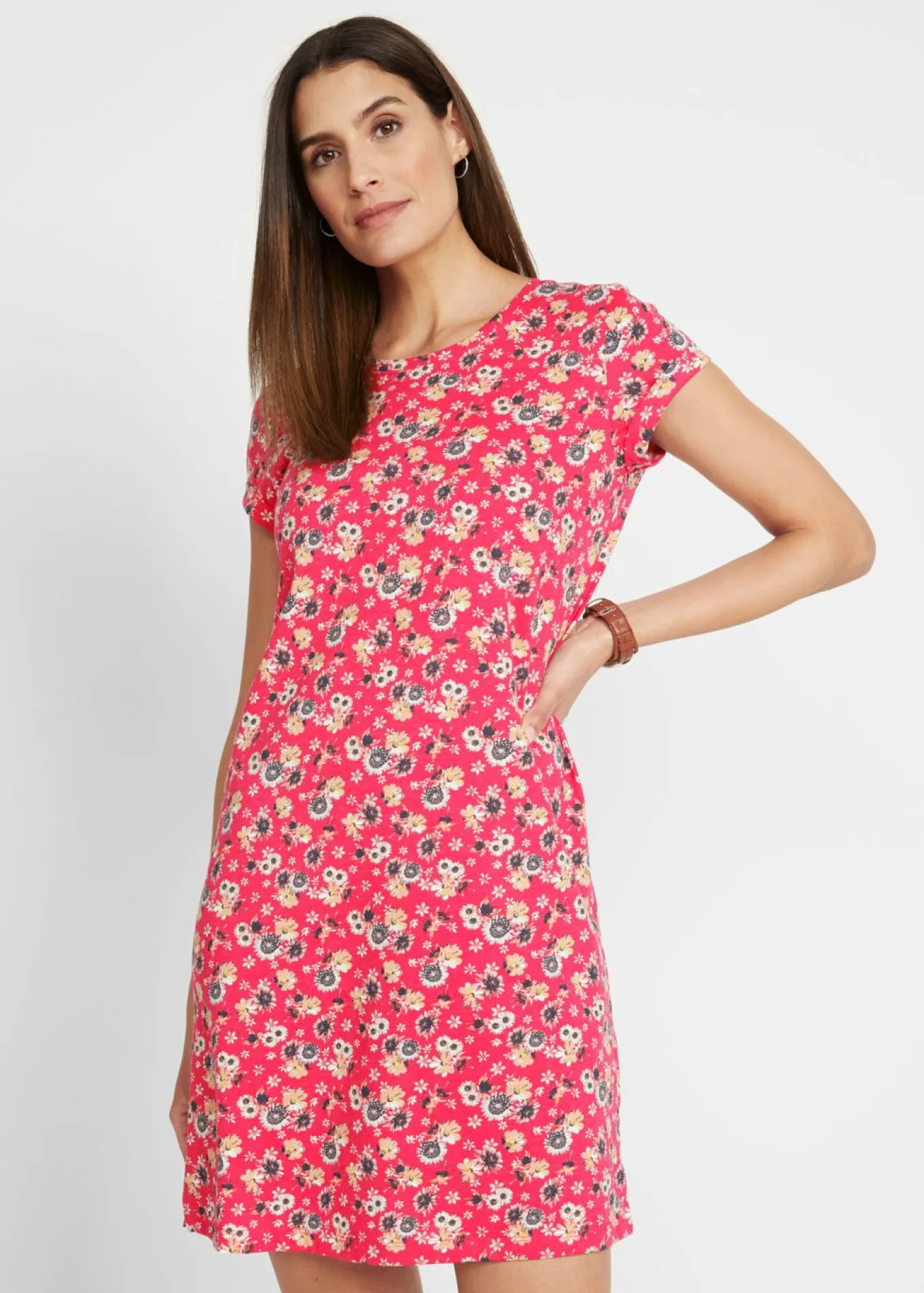 Vestido camisero de algodón puro con aberturas laterales (2 unidades)