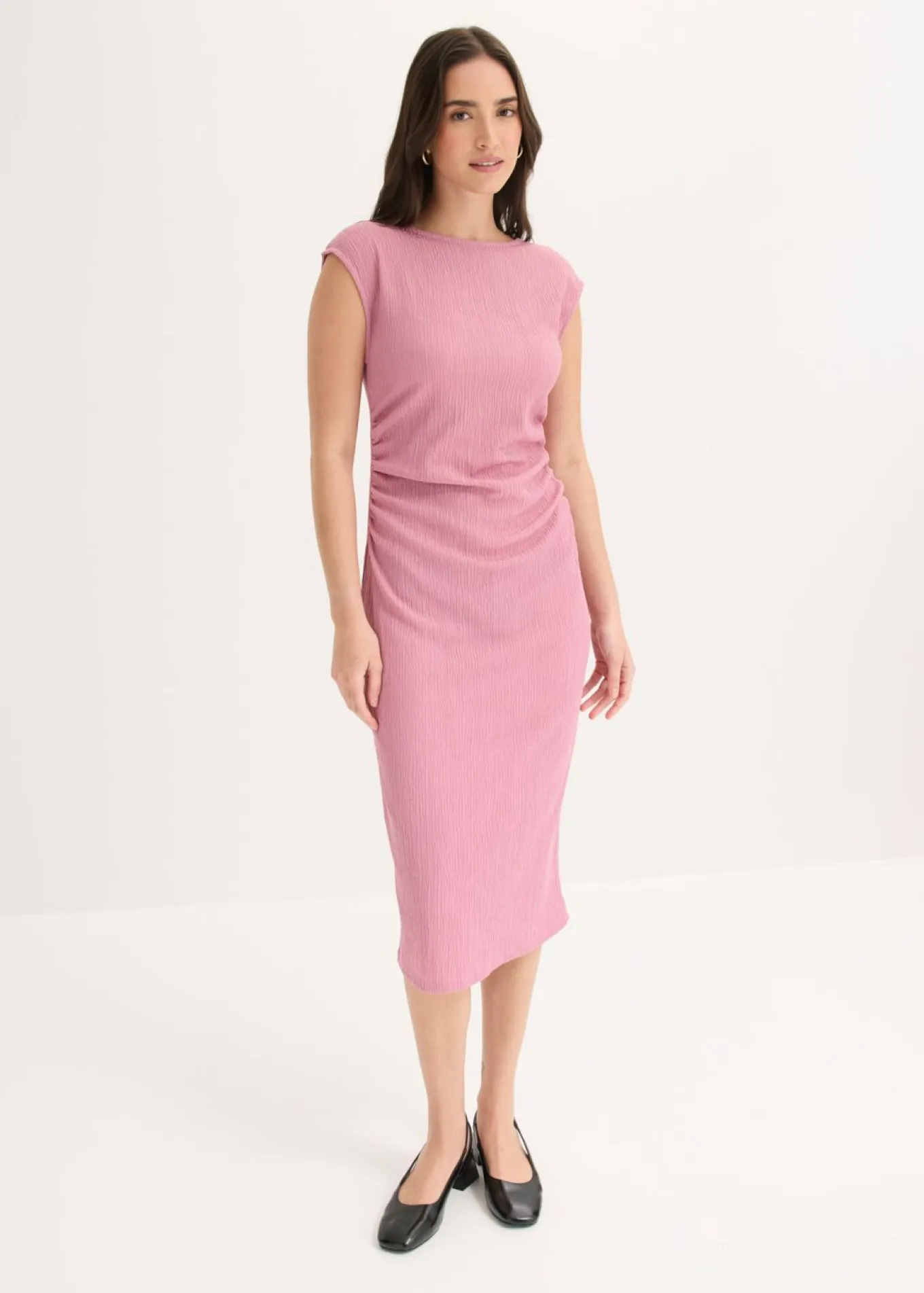 Vestido camisero de crepé estructurado