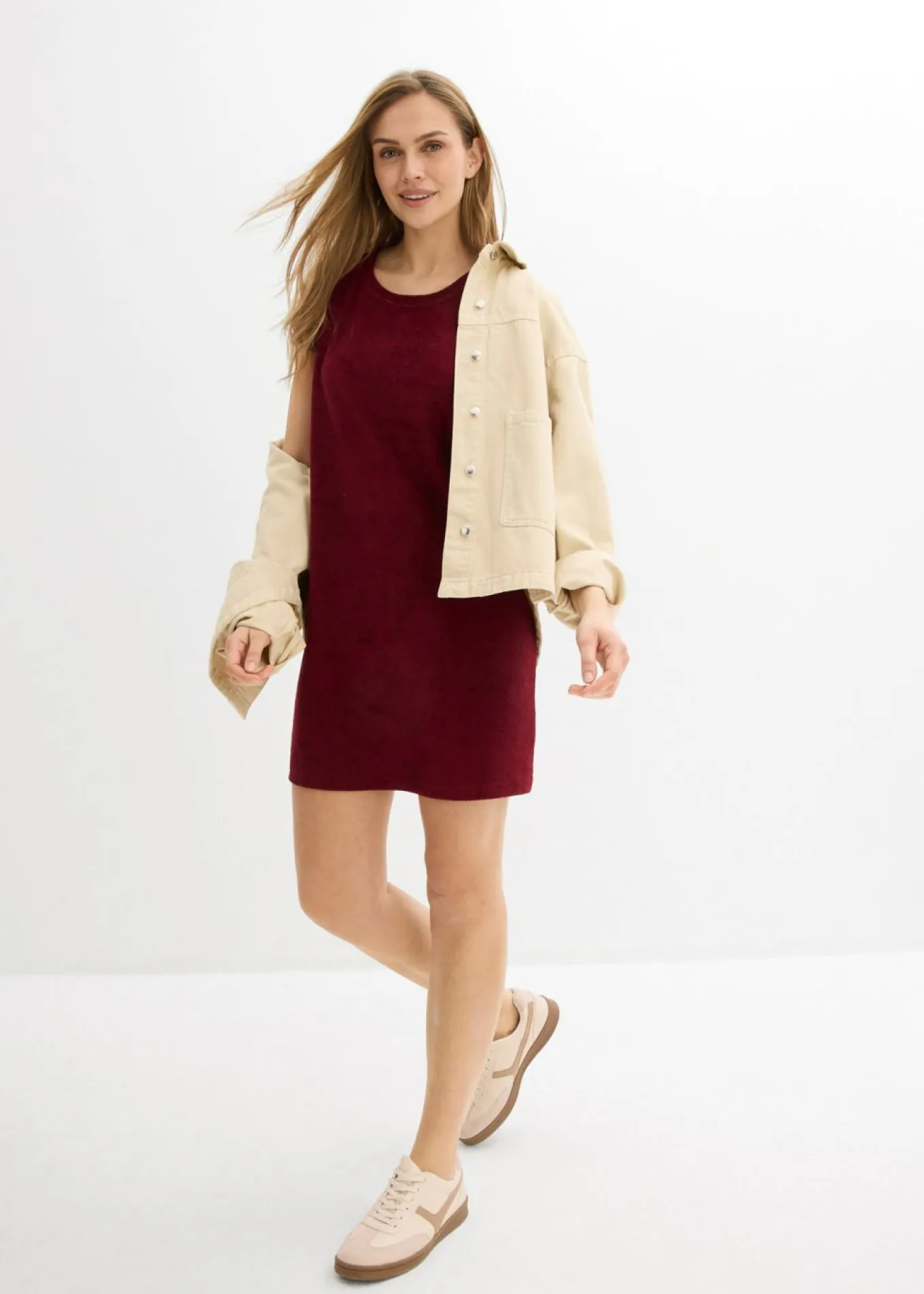 Vestido camisero de felpa
