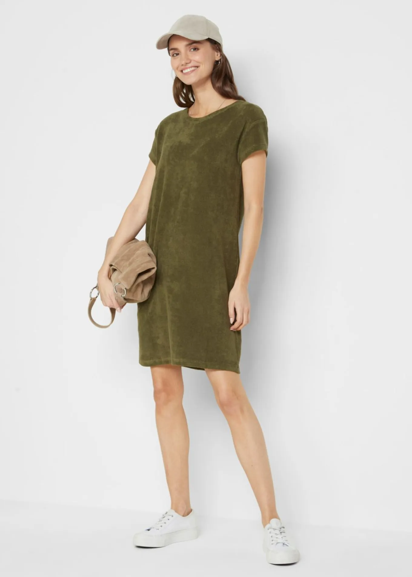 Vestido camisero de felpa