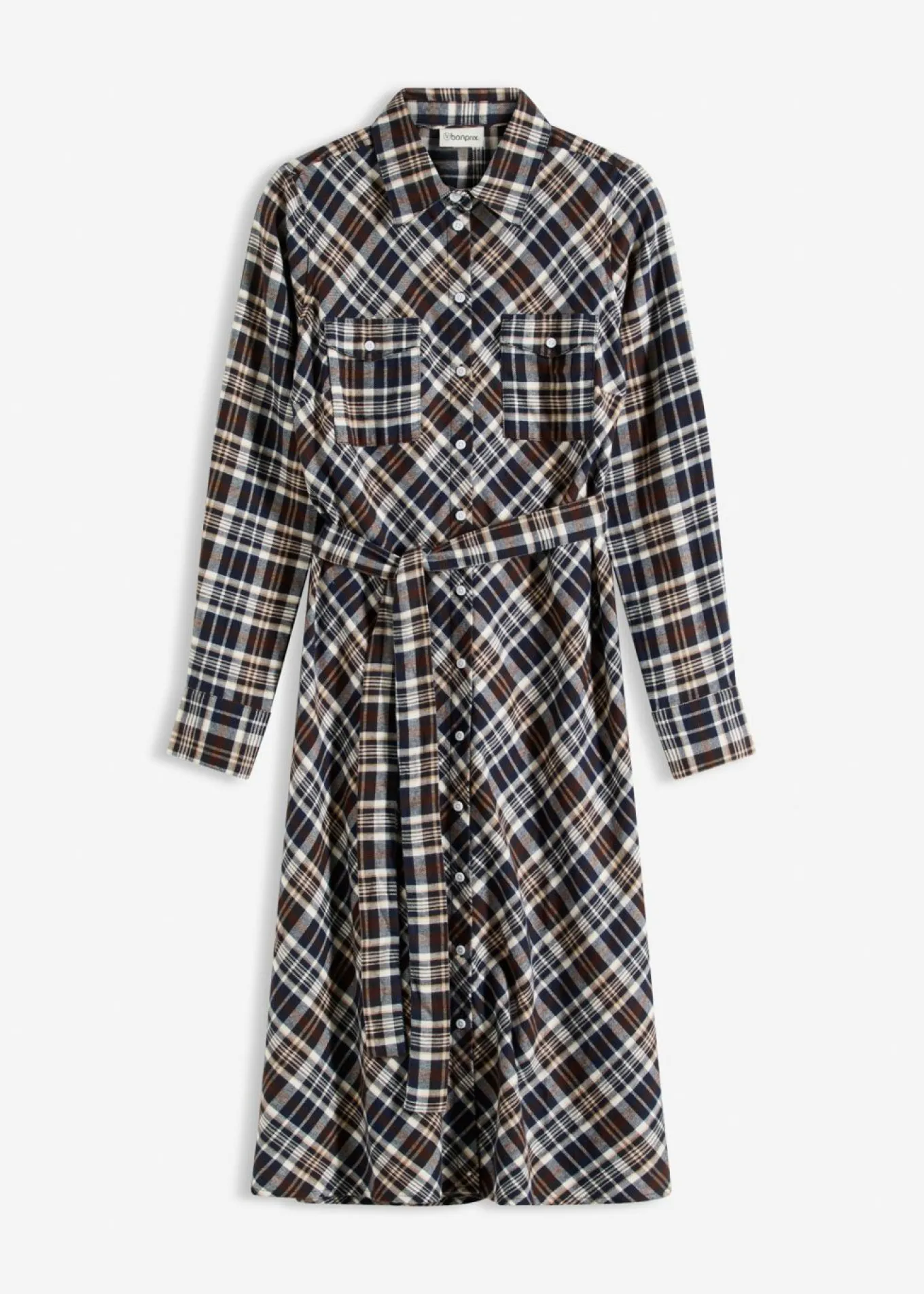 Vestido camisero de franela suave