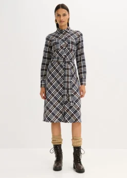 Vestido camisero de franela suave